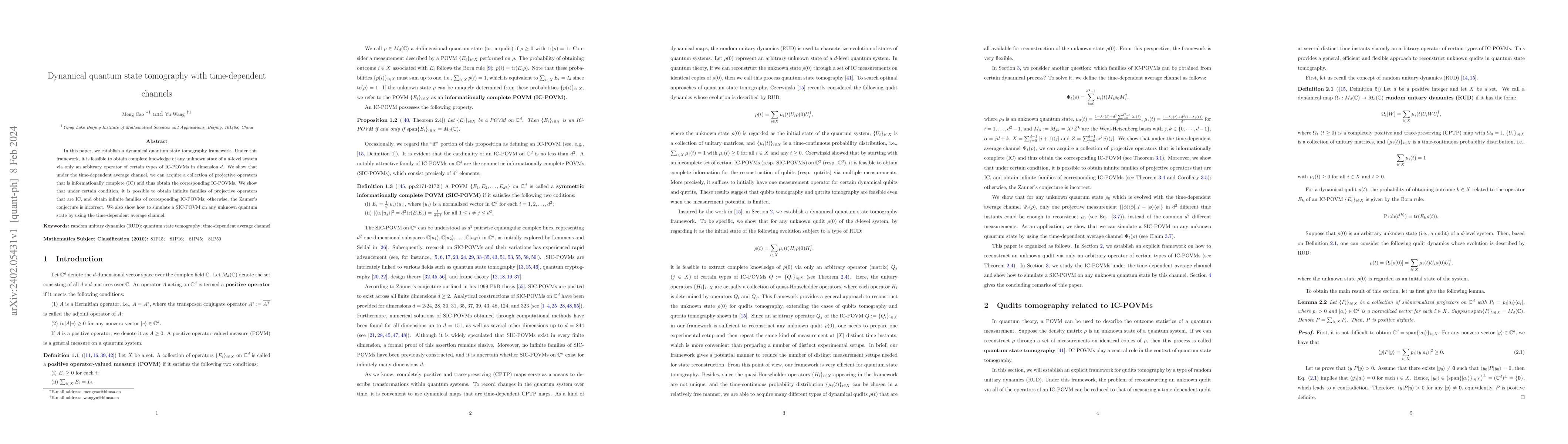 Thumbnail for Dynamical quantum state tomography with time-dependent channels