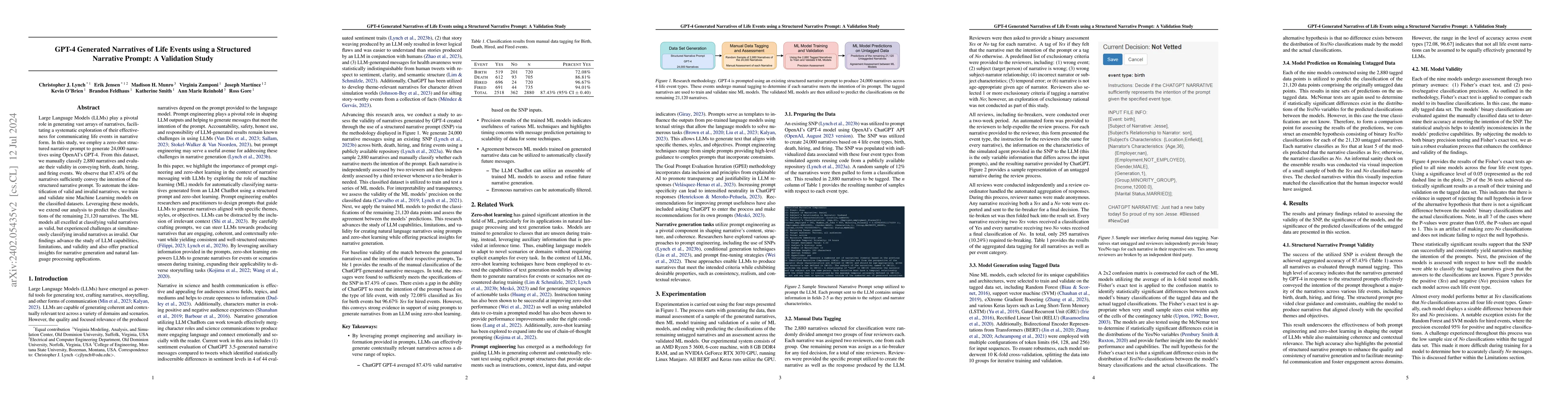 Thumbnail for GPT-4 Generated Narratives of Life Events using a Structured Narrative
  Prompt: A Validation Study