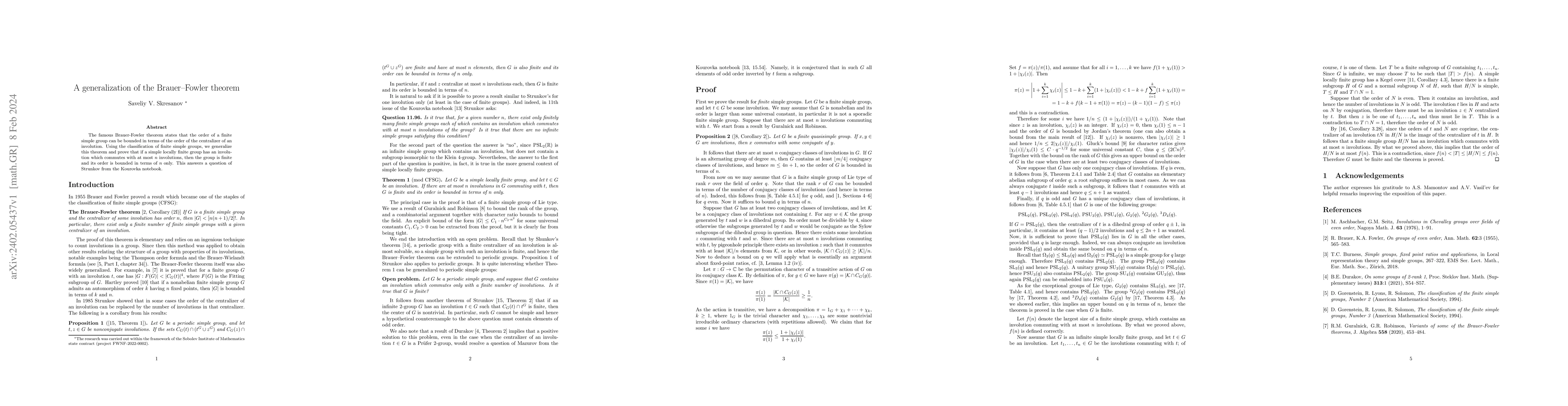 Thumbnail for A generalization of the Brauer-Fowler theorem