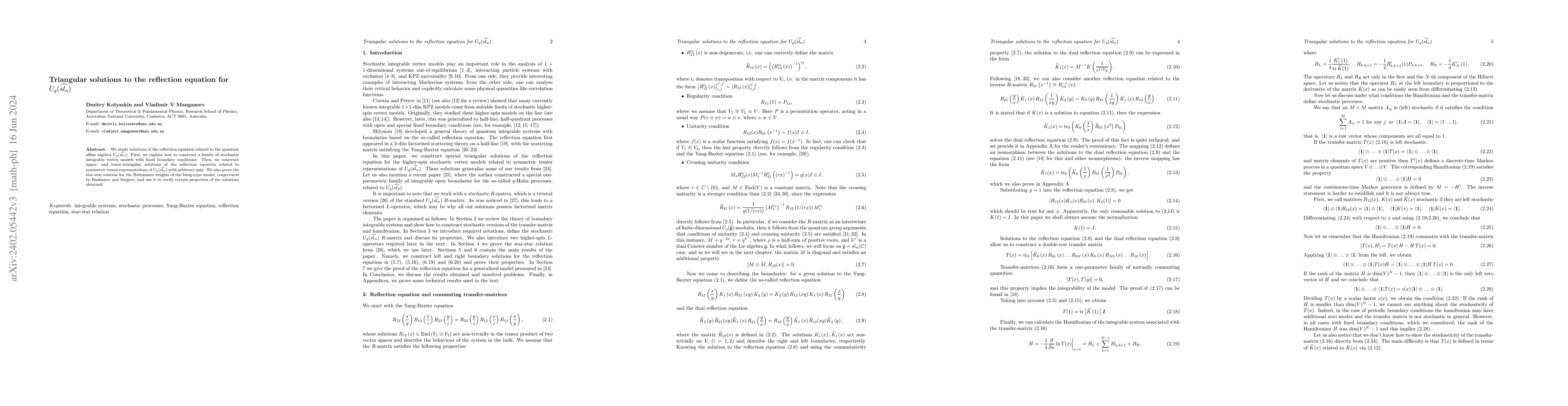 Thumbnail for Triangular solutions to the reflection equation for
  $U_q(\widehat{sl_n})$