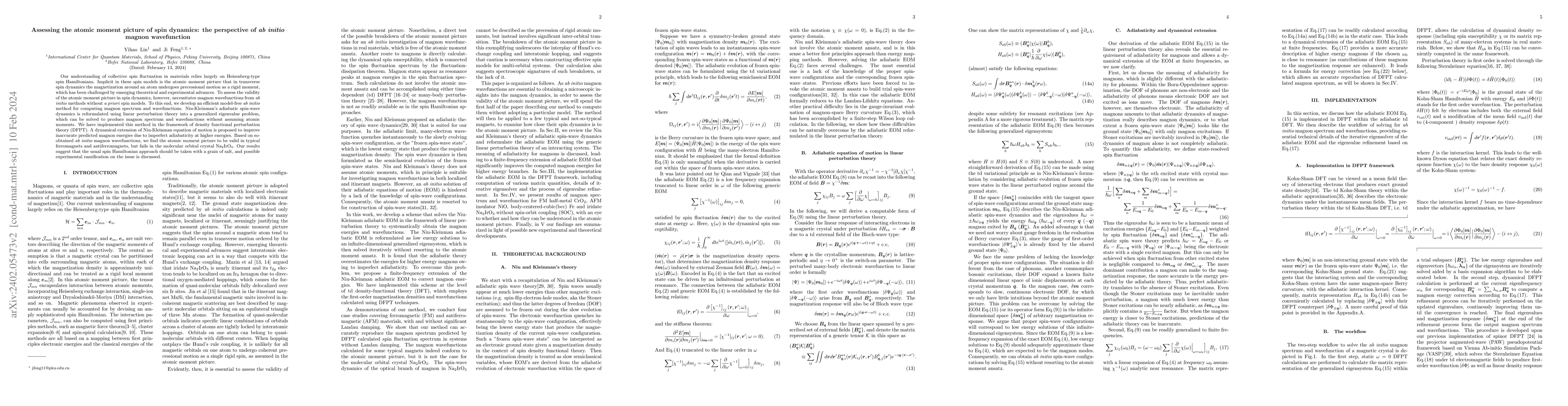 Thumbnail for Assessing the atomic moment picture of spin dynamics: the perspective of
  \textit{ab initio} magnon wavefunction