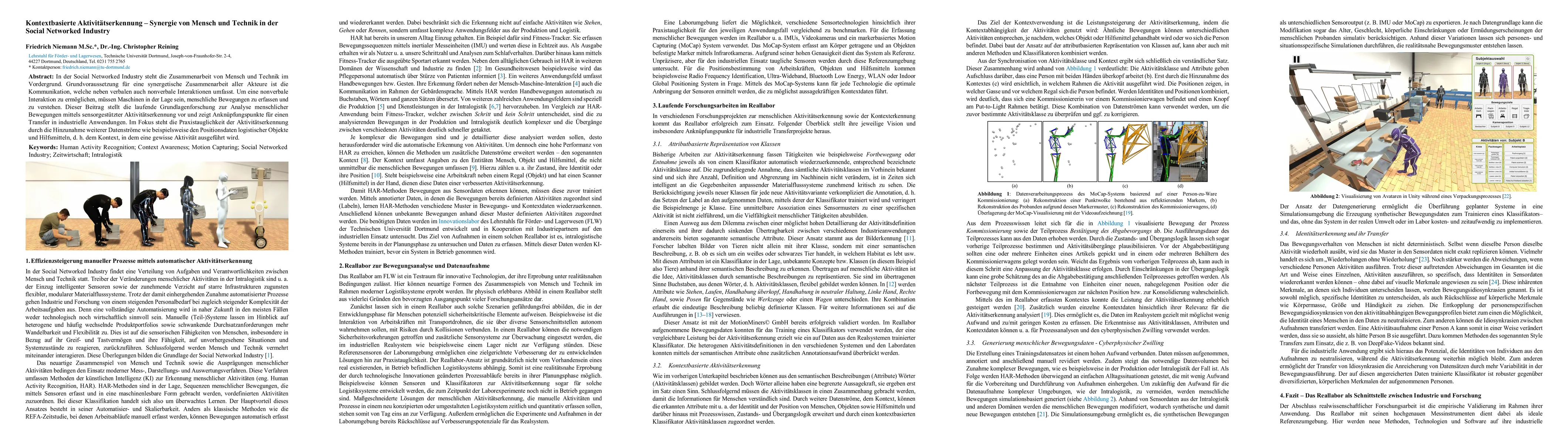 Thumbnail for Kontextbasierte Aktivit\"atserkennung -- Synergie von Mensch und Technik
  in der Social Networked Industry
