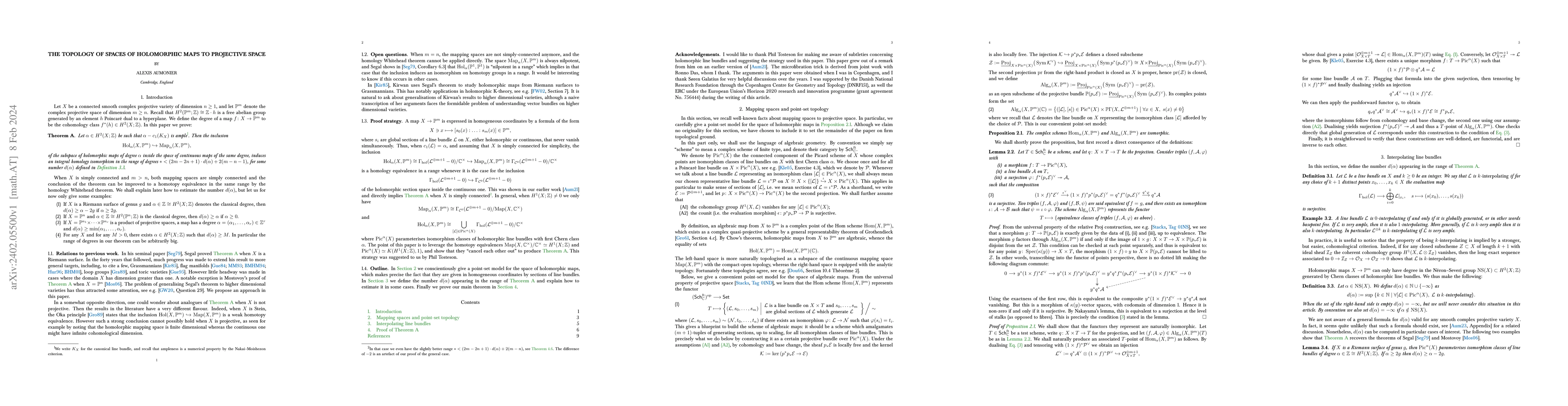 Thumbnail for The topology of spaces of holomorphic maps to projective space