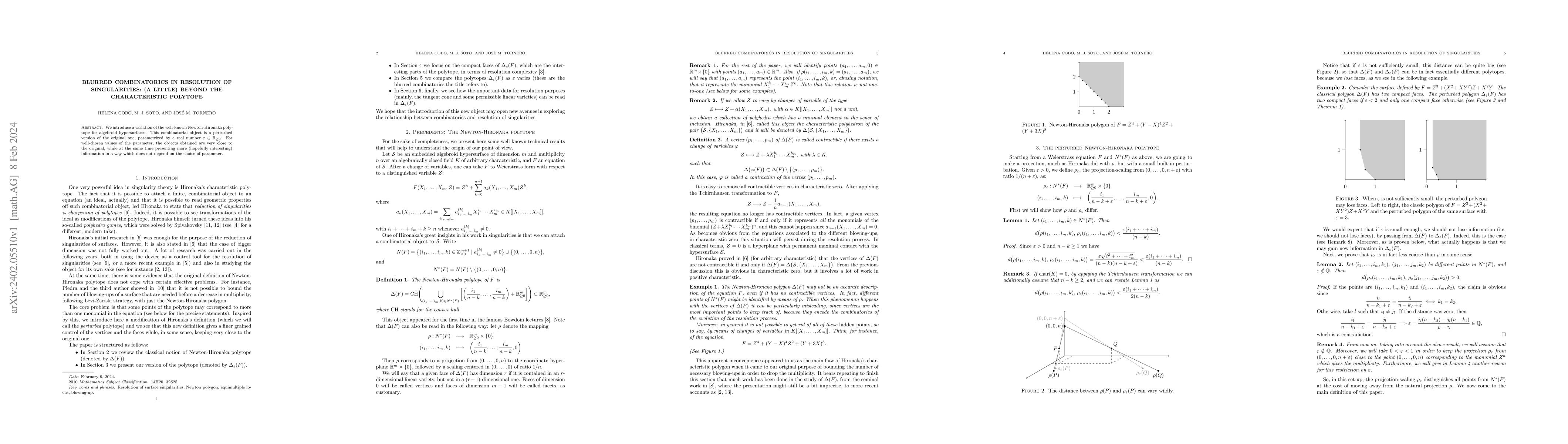 Thumbnail for Blurred combinatorics in resolution of singularities: (a little) beyond
  the characteristic polytope