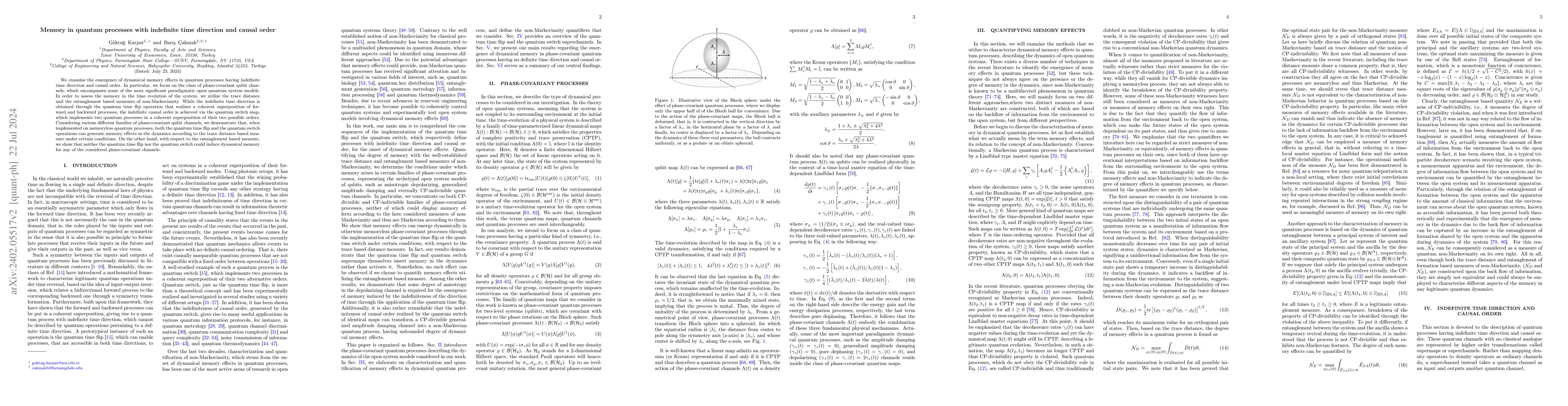 Thumbnail for Memory in quantum processes with indefinite time direction and causal
  order