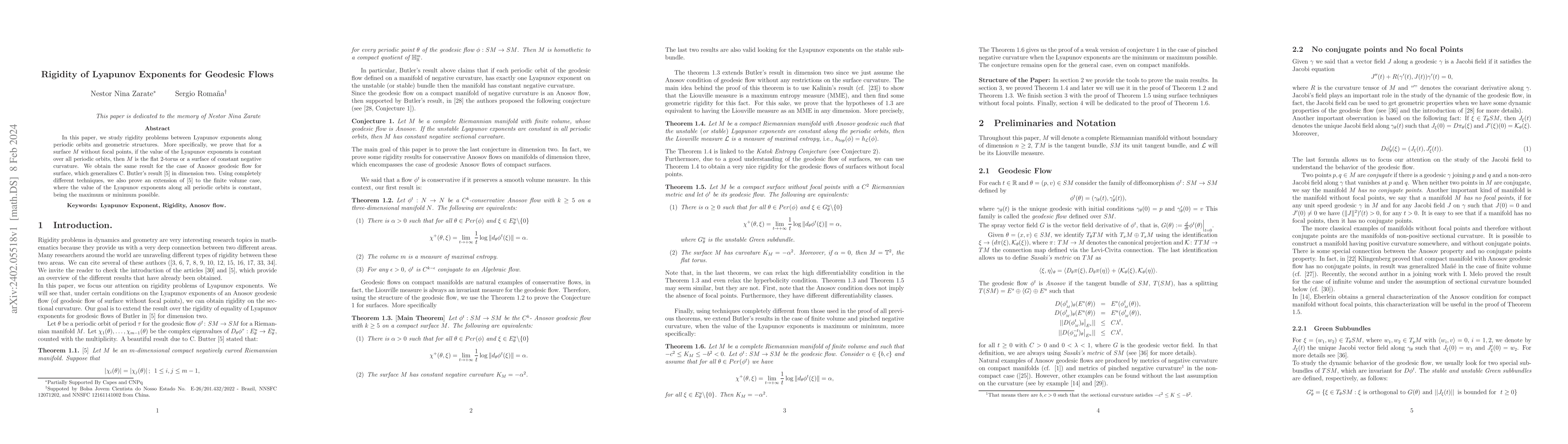 Thumbnail for Rigidity of Lyapunov Exponents for Geodesic Flows