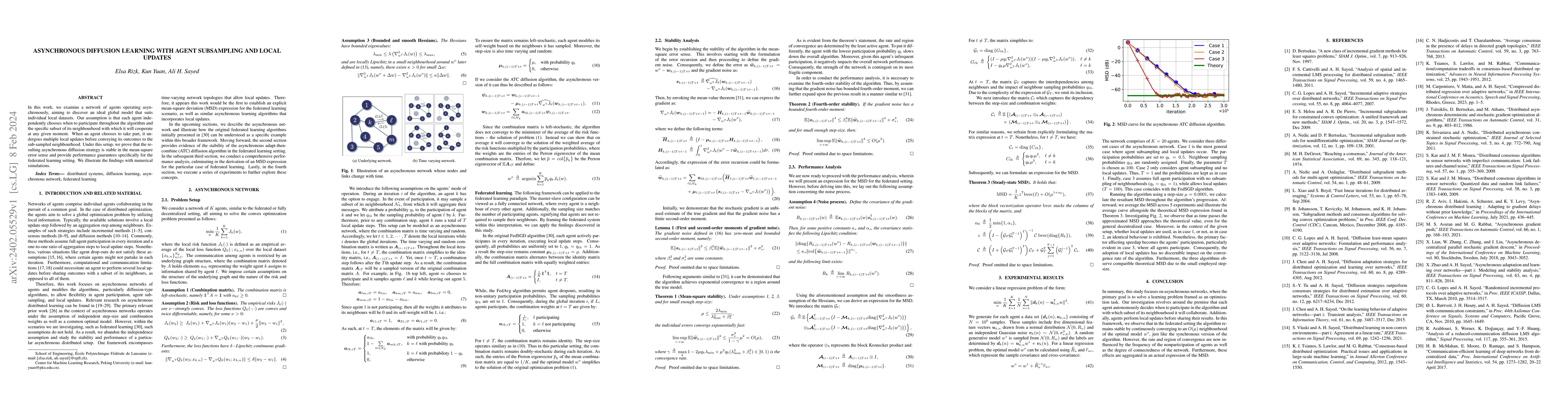 Thumbnail for Asynchronous Diffusion Learning with Agent Subsampling and Local Updates
