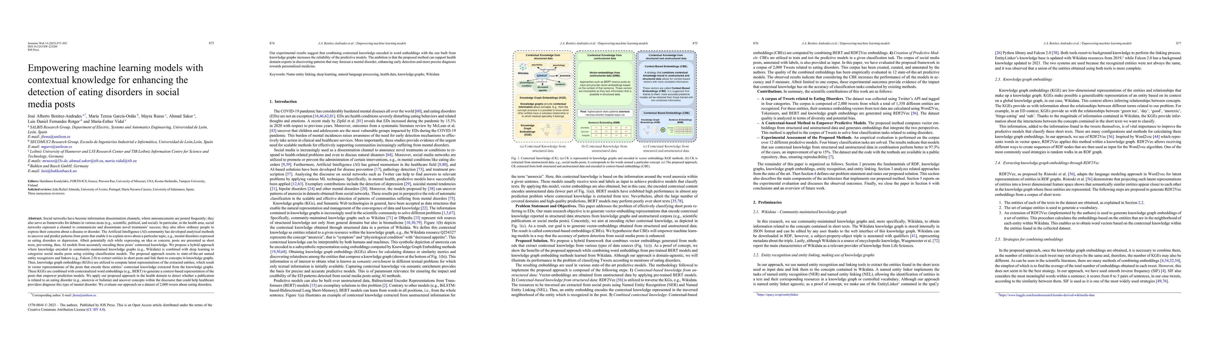 Thumbnail for Empowering machine learning models with contextual knowledge for
  enhancing the detection of eating disorders in social media posts