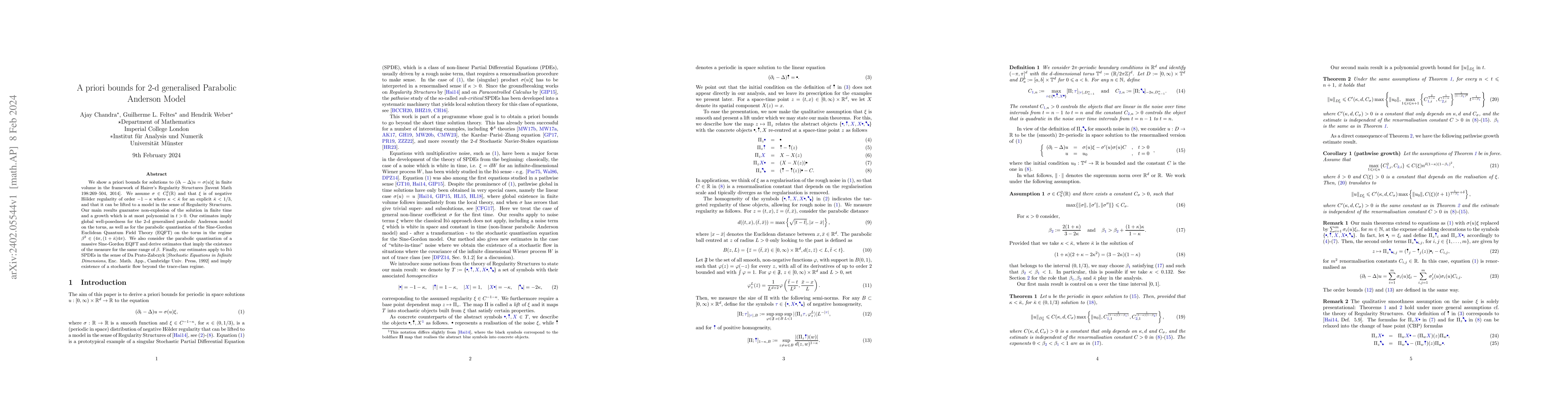 Thumbnail for A priori bounds for 2-d generalised Parabolic Anderson Model