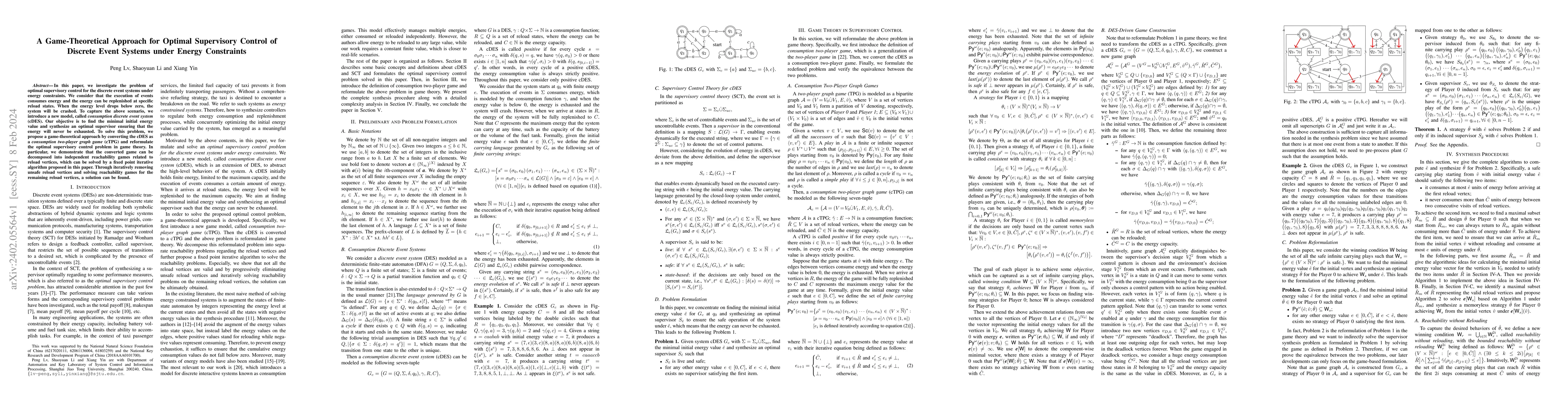 Thumbnail for A Game-Theoretical Approach for Optimal Supervisory Control of Discrete
  Event Systems under Energy Constraints