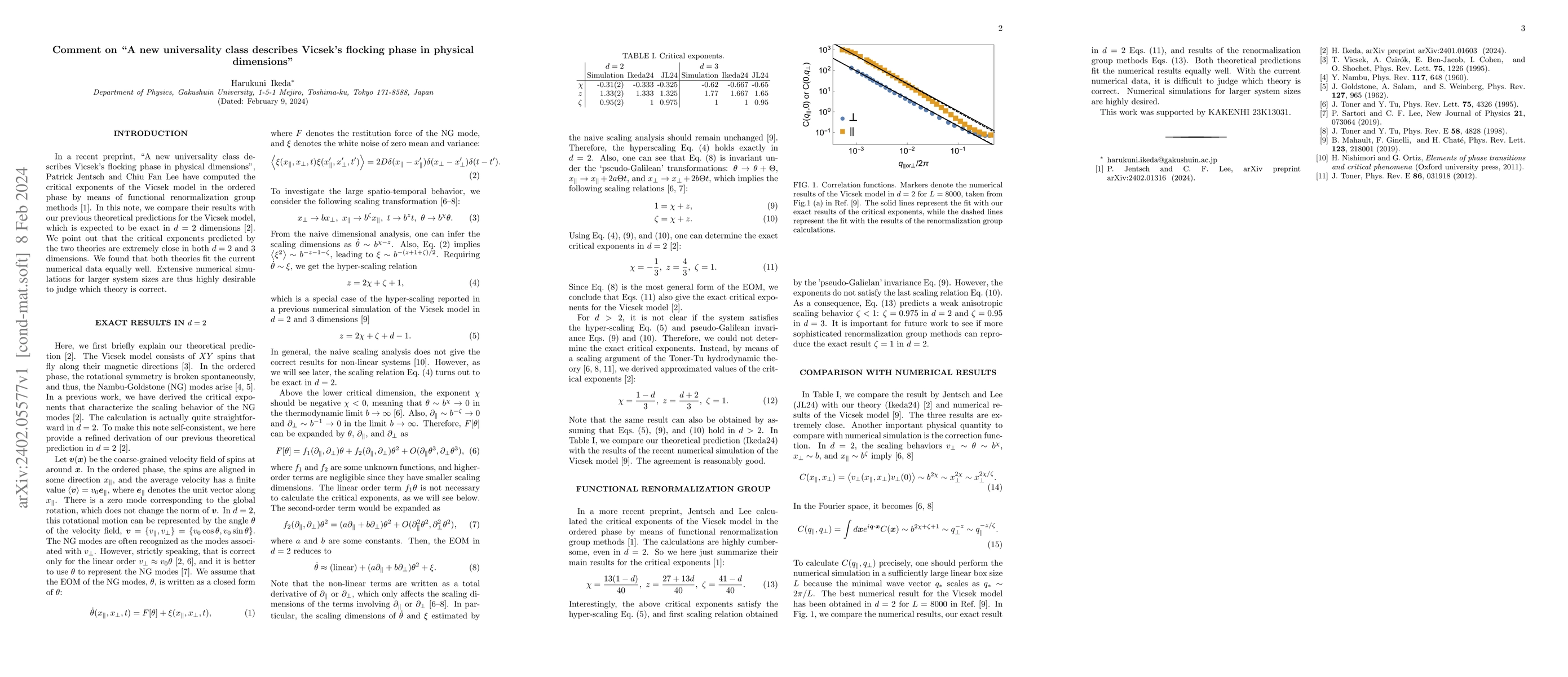 Thumbnail for Comment on "A new universality class describes Vicsek's flocking phase
  in physical dimensions''