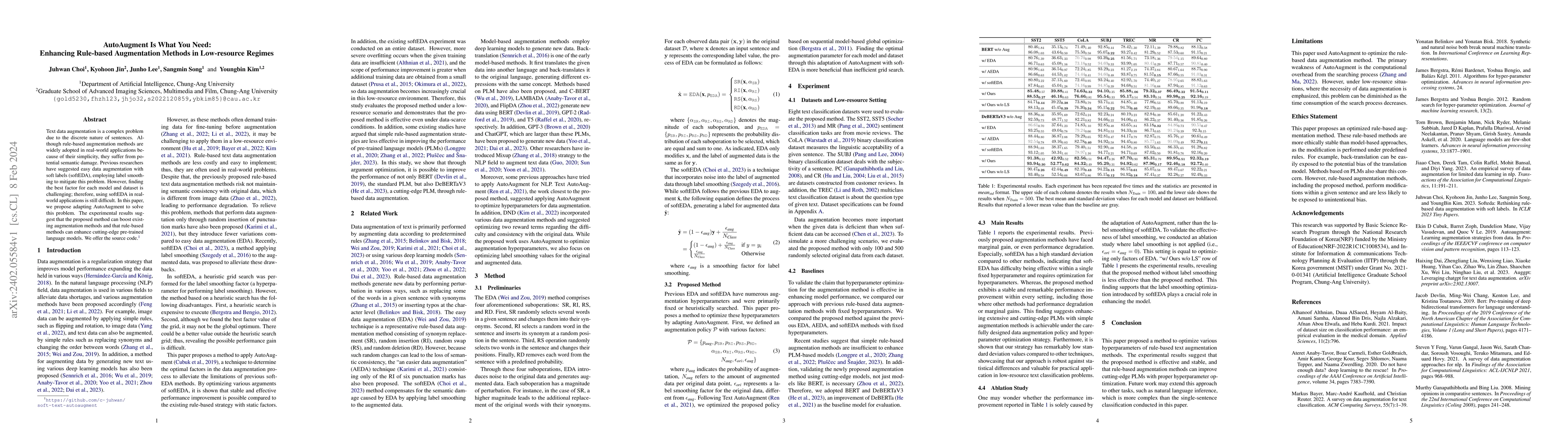 Thumbnail for AutoAugment Is What You Need: Enhancing Rule-based Augmentation Methods
  in Low-resource Regimes