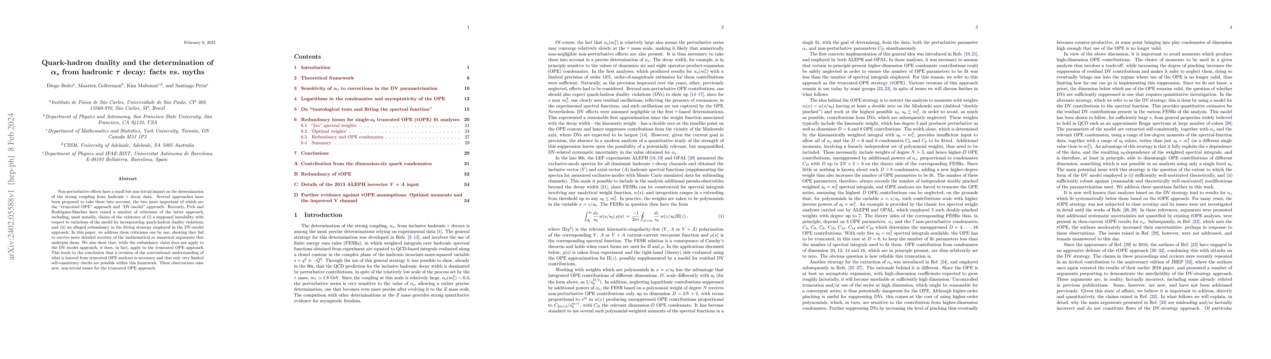 Thumbnail for Quark-hadron duality and the determination of $\alpha_s$ from hadronic
  $\tau$ decay: facts vs. myths