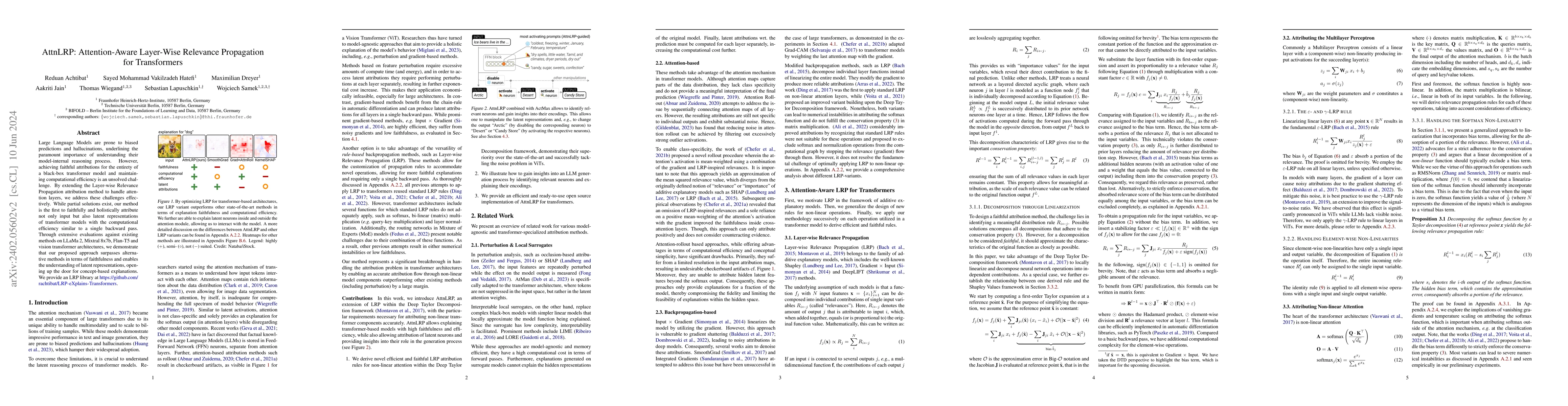 Thumbnail for AttnLRP: Attention-Aware Layer-Wise Relevance Propagation for
  Transformers