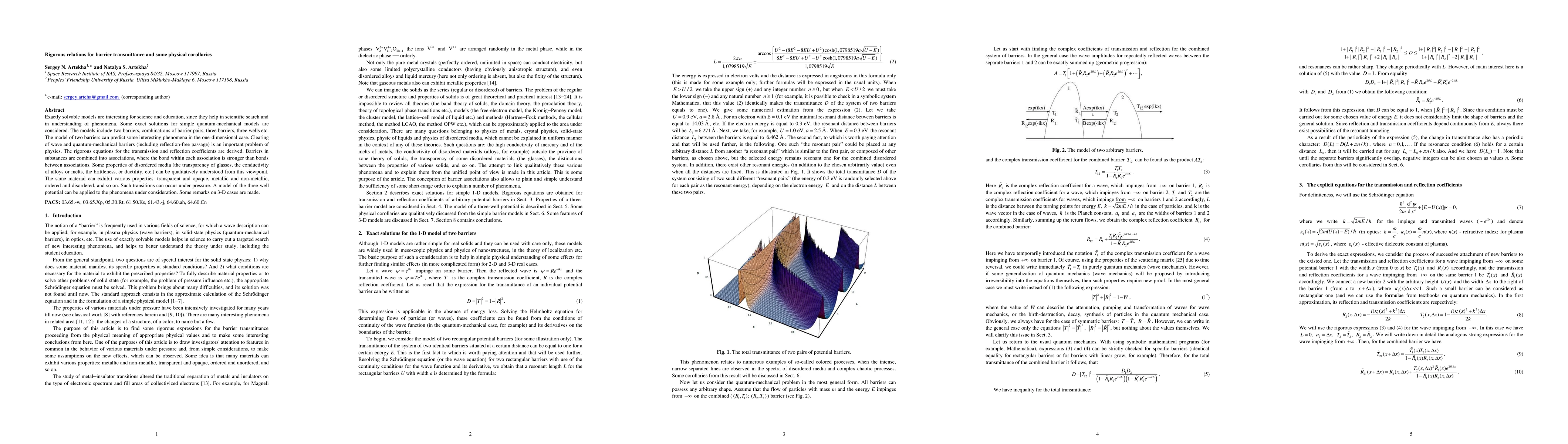 Thumbnail for Rigorous relations for barrier transmittance and some physical
  corollaries
