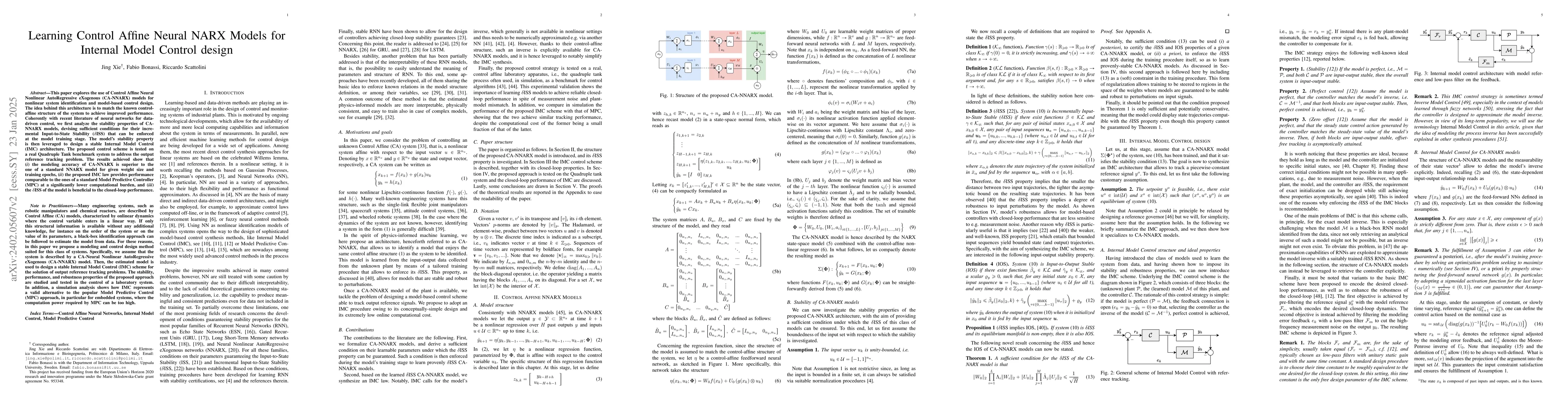 Thumbnail for Internal Model Control design for systems learned by Control Affine
  Neural Nonlinear Autoregressive Exogenous Models