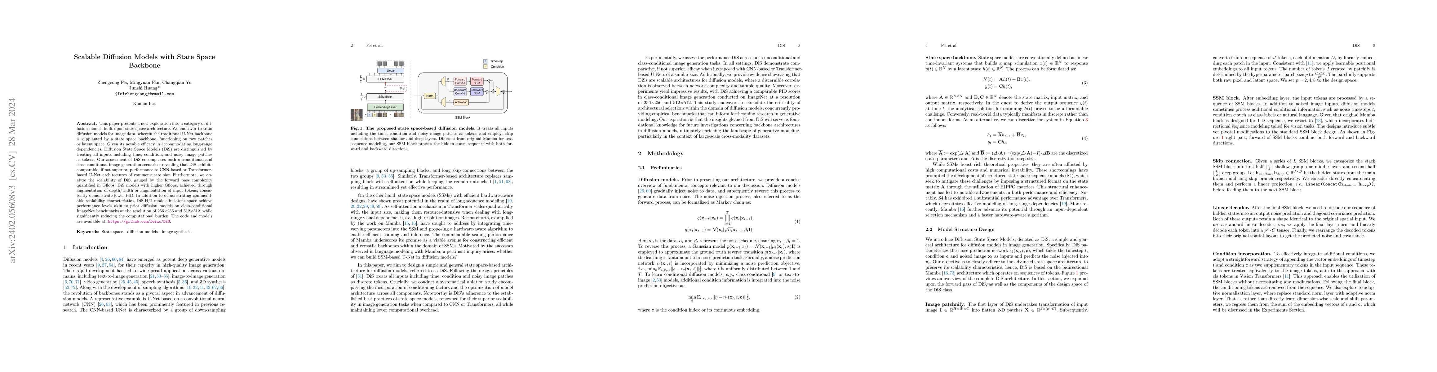 Thumbnail for Scalable Diffusion Models with State Space Backbone