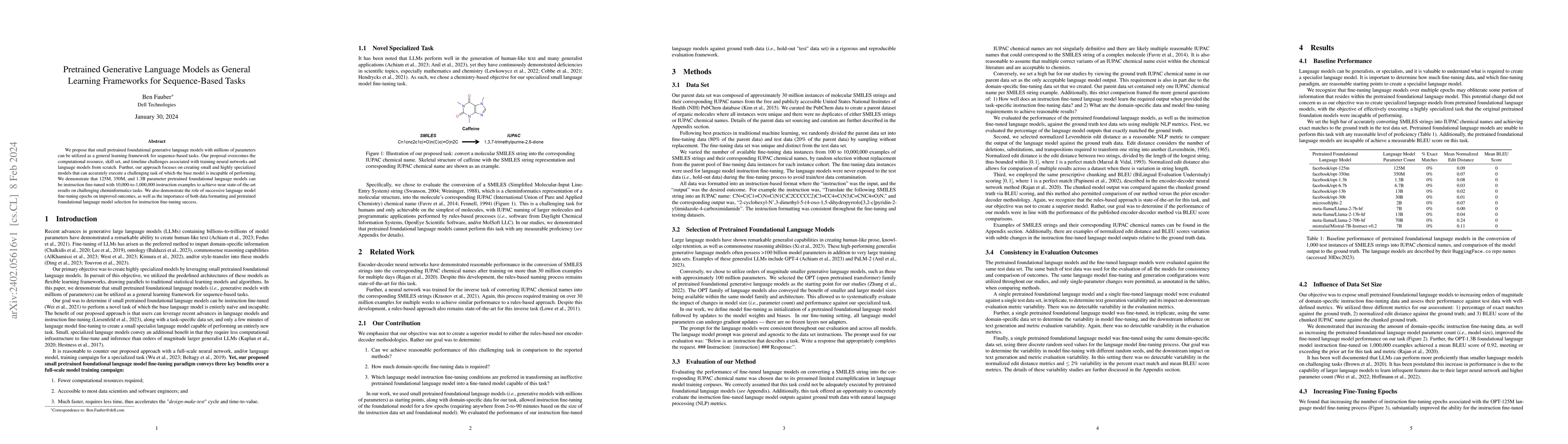 Thumbnail for Pretrained Generative Language Models as General Learning Frameworks for
  Sequence-Based Tasks