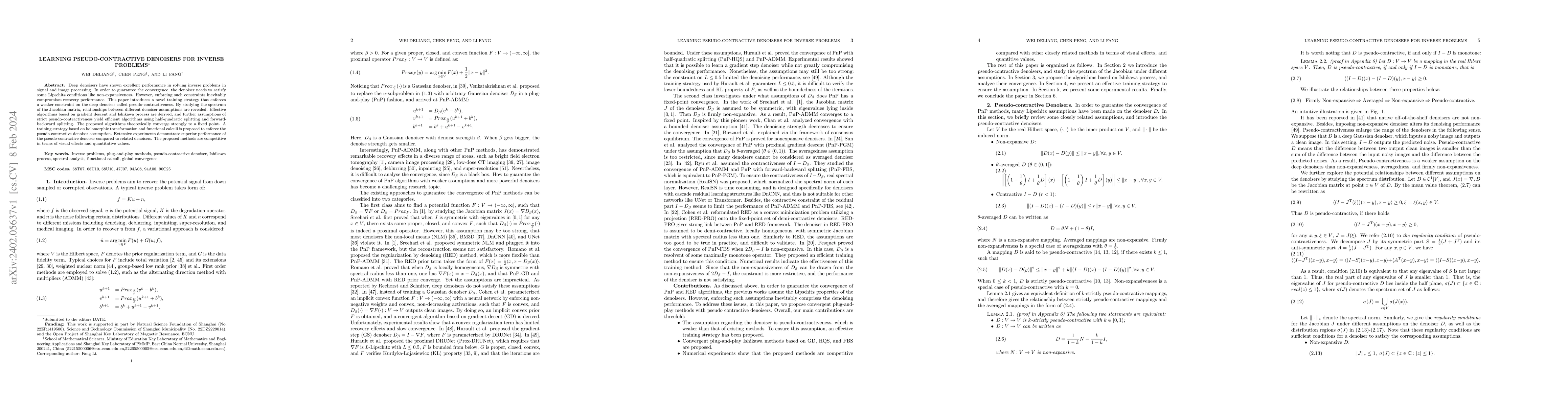 Thumbnail for Learning pseudo-contractive denoisers for inverse problems