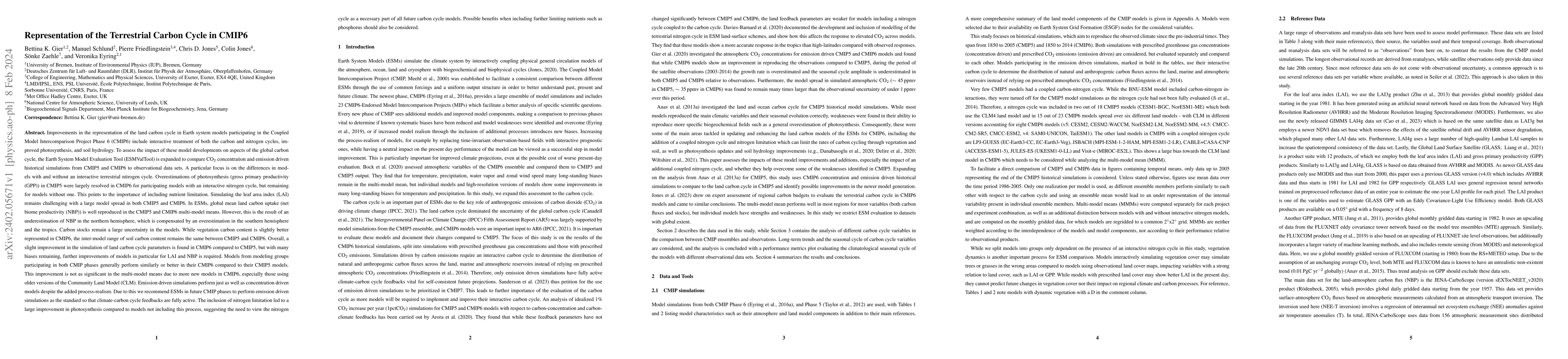 Thumbnail for Representation of the Terrestrial Carbon Cycle in CMIP6
