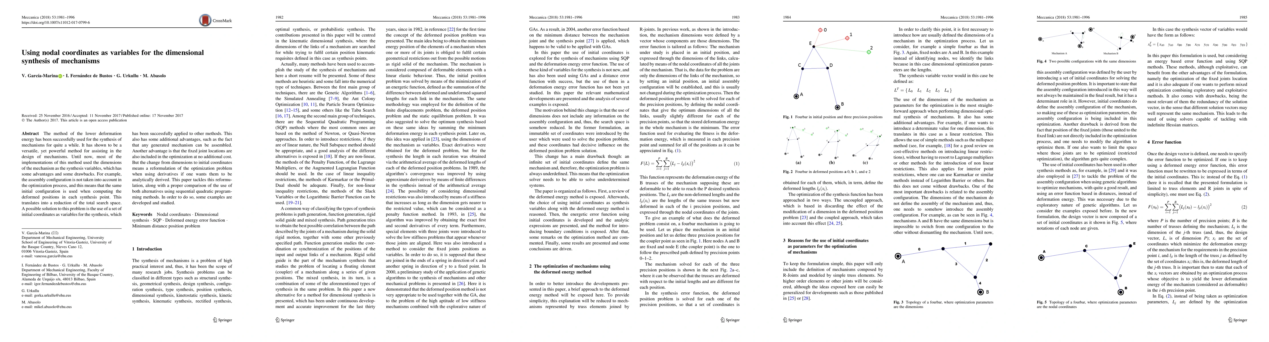 Thumbnail for Using nodal coordinates as variables for the dimensional synthesis of
  mechanisms