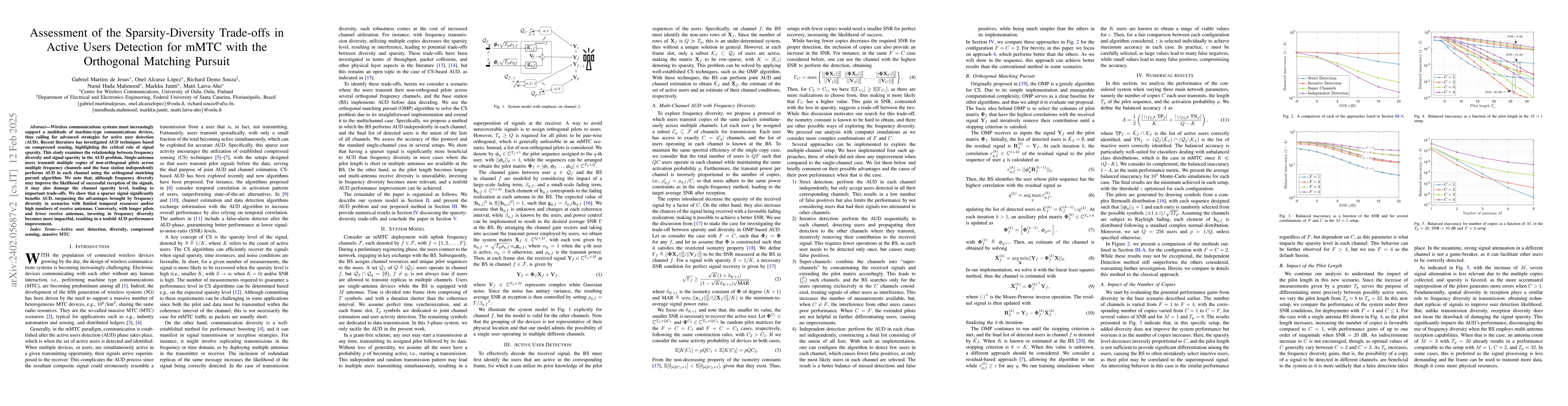 Thumbnail for Assessment of the Sparsity-Diversity Trade-offs in Active Users
  Detection for mMTC