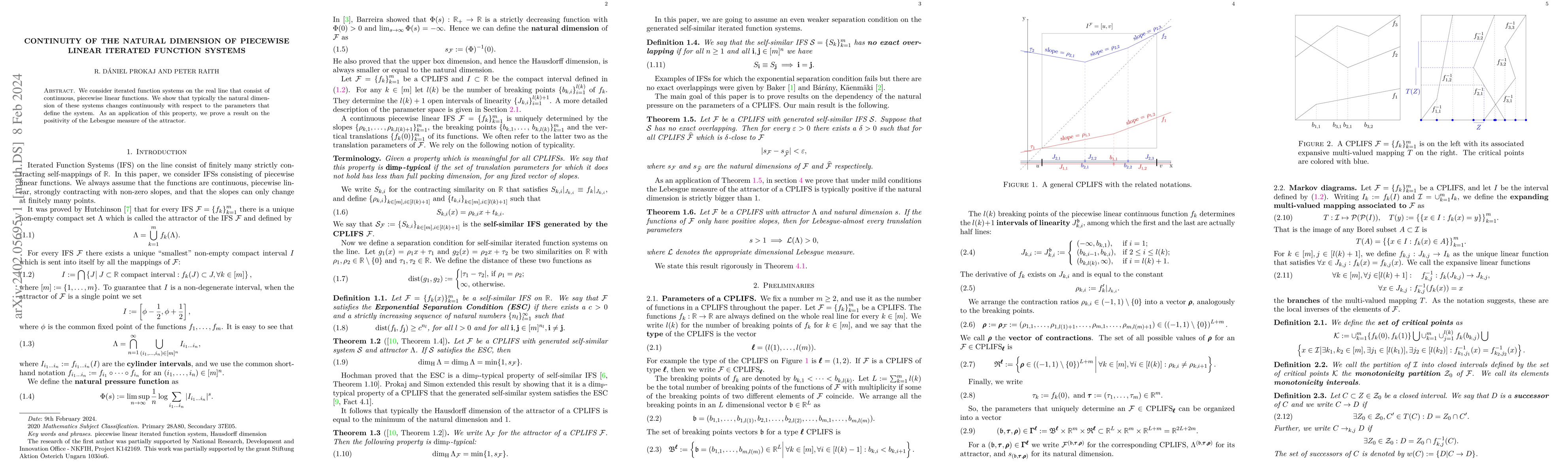 Thumbnail for Continuity of the natural dimension of piecewise linear iterated
  function systems
