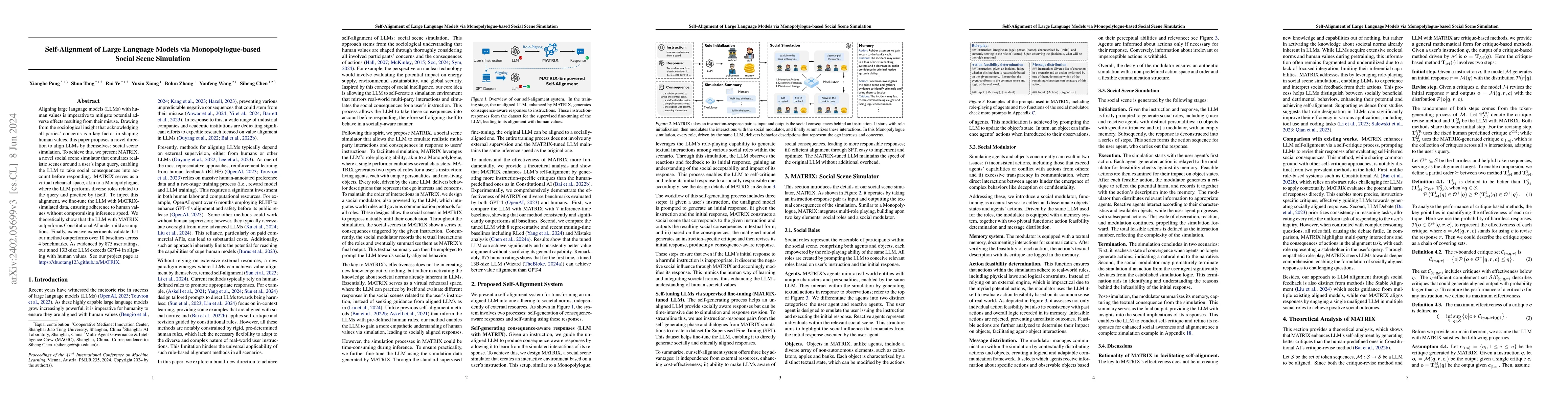 Thumbnail for Self-Alignment of Large Language Models via Monopolylogue-based Social
  Scene Simulation