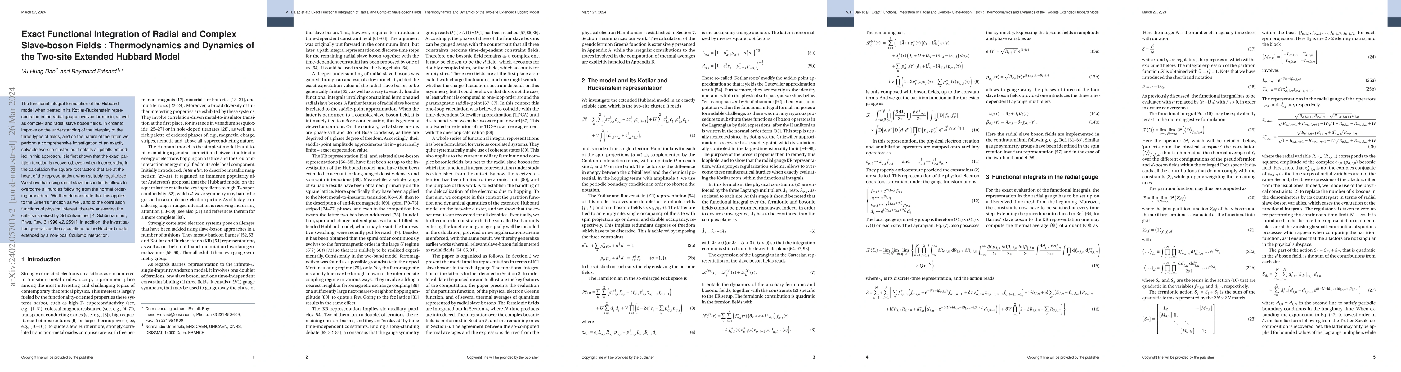 Thumbnail for Exact functional integration of radial and complex slave-boson fields:
  thermodynamics and dynamics of the two-site extended Hubbard model