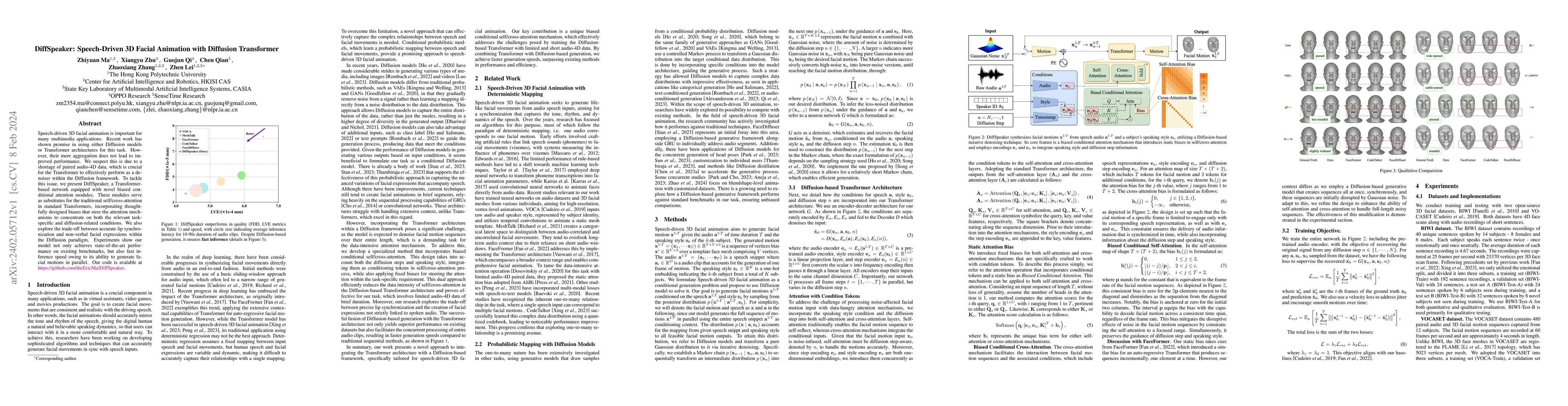 Thumbnail for DiffSpeaker: Speech-Driven 3D Facial Animation with Diffusion
  Transformer