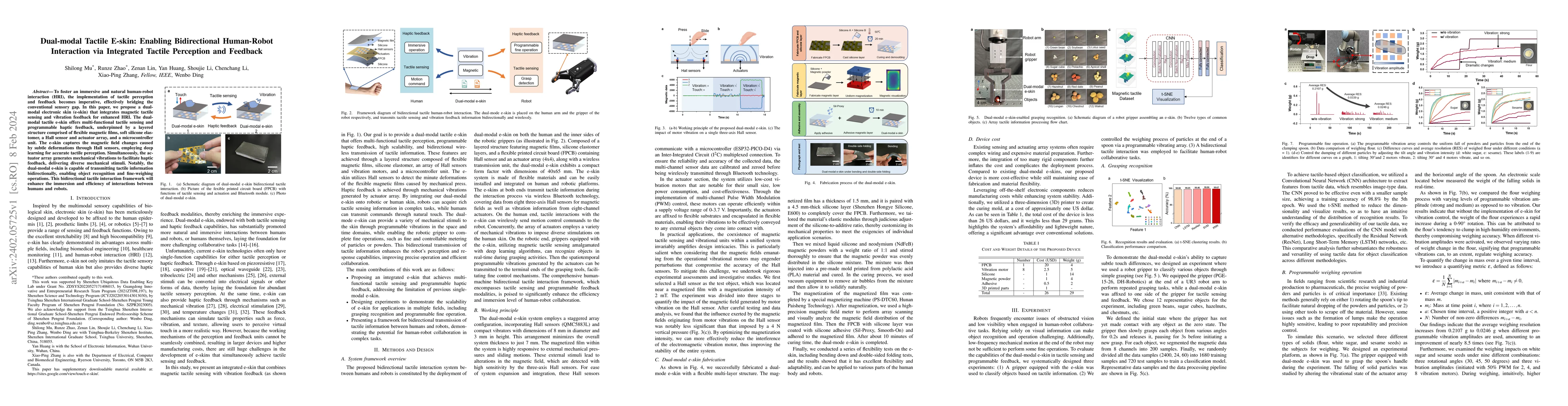 Thumbnail for Dual-modal Tactile E-skin: Enabling Bidirectional Human-Robot
  Interaction via Integrated Tactile Perception and Feedback