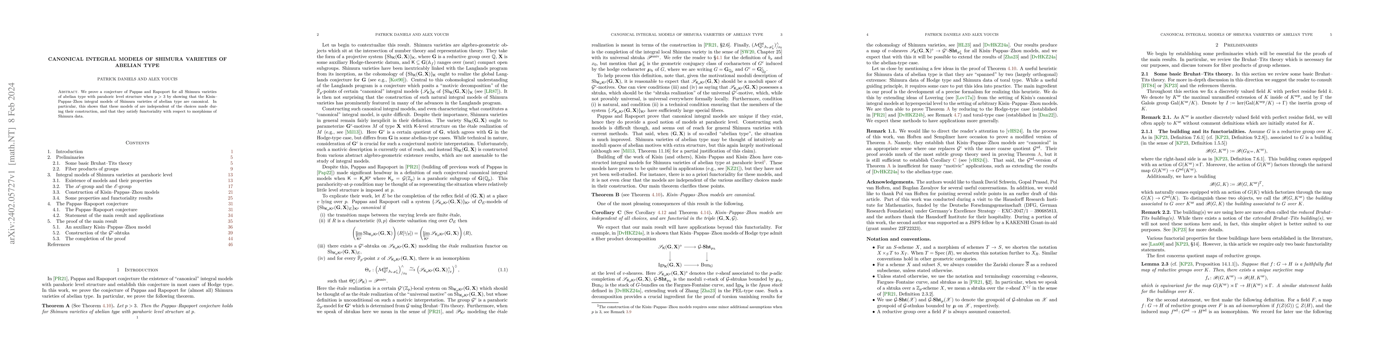 Thumbnail for Canonical Integral Models of Shimura Varieties of Abelian Type