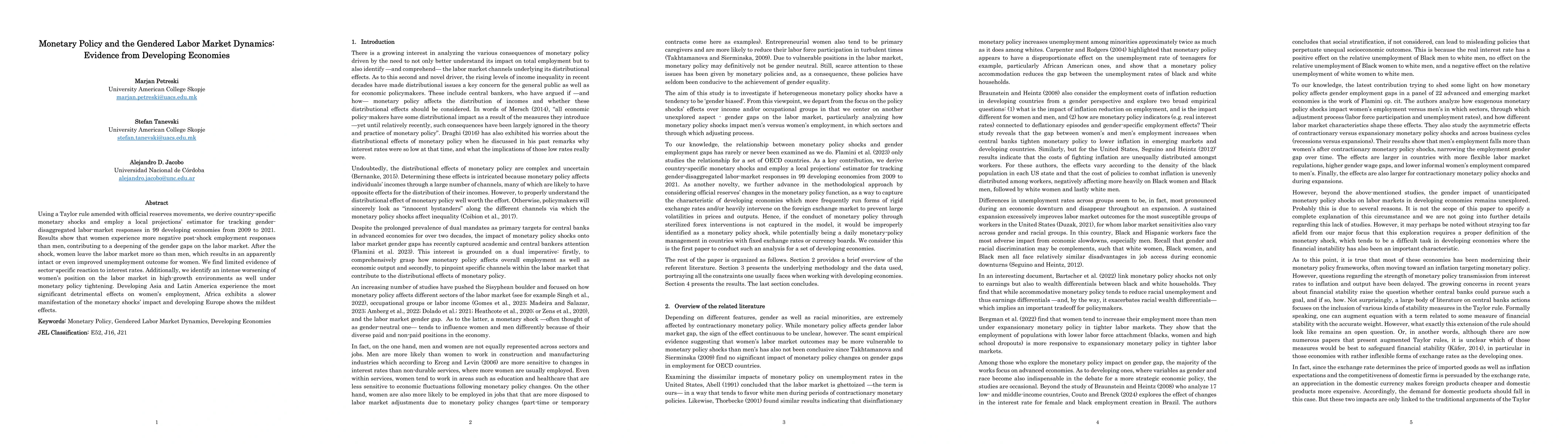 Thumbnail for Monetary Policy and the Gendered Labor Market Dynamics: Evidence from
  Developing Economies