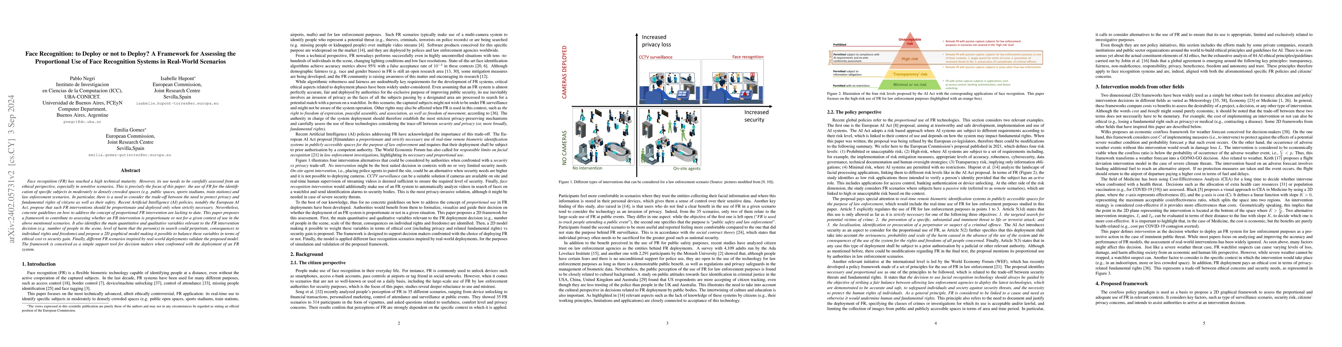 Thumbnail for A Framework for Assessing Proportionate Intervention with Face
  Recognition Systems in Real-Life Scenarios