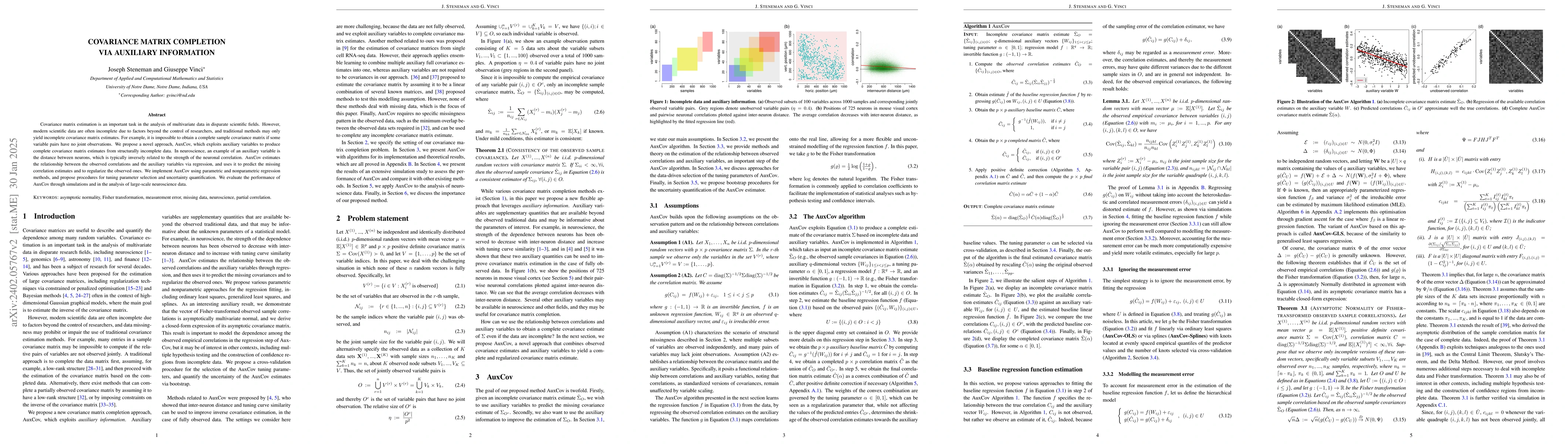 Thumbnail for Covariance matrix completion via auxiliary information