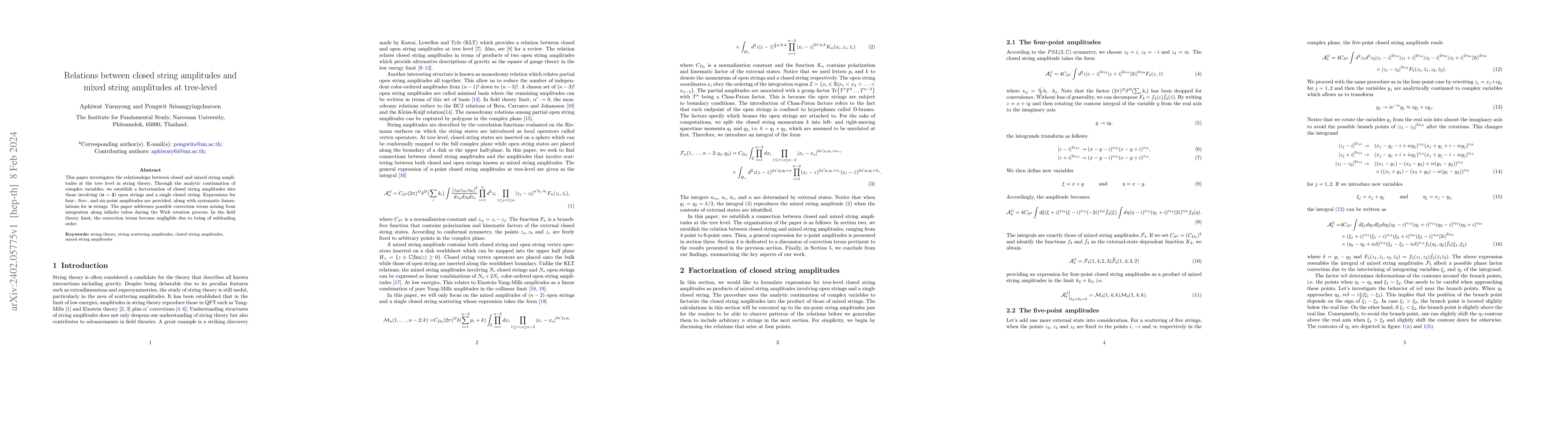 Thumbnail for Relations between closed string amplitudes and mixed string amplitudes
  at tree-level