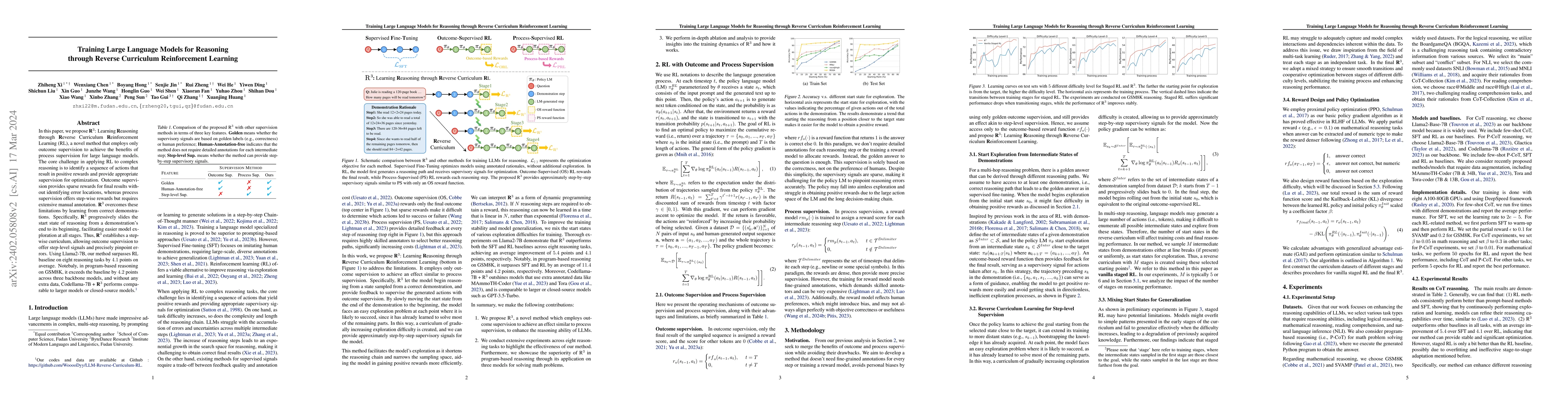 Thumbnail for Training Large Language Models for Reasoning through Reverse Curriculum
  Reinforcement Learning