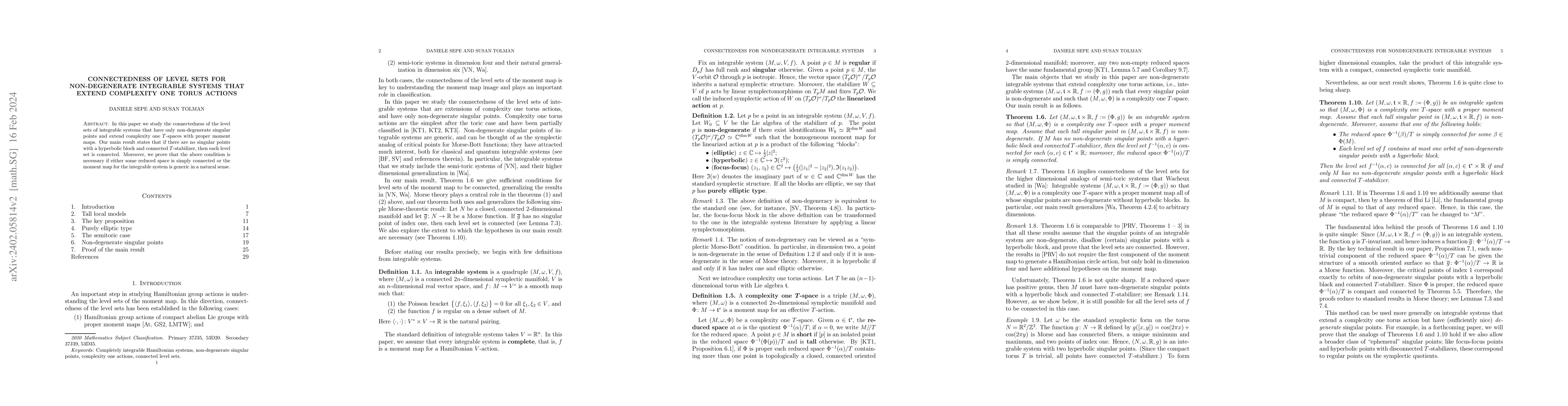 Thumbnail for Connectedness of level sets for non-degenerate integrable systems that
  extend complexity one torus actions