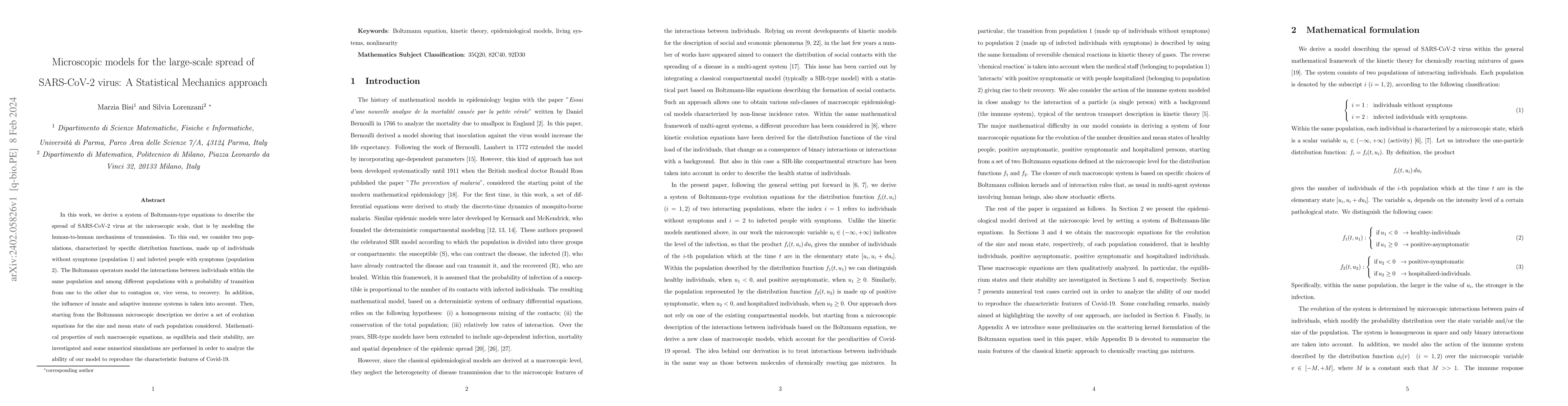 Thumbnail for Microscopic models for the large-scale spread of SARS-CoV-2 virus: A
  Statistical Mechanics approach
