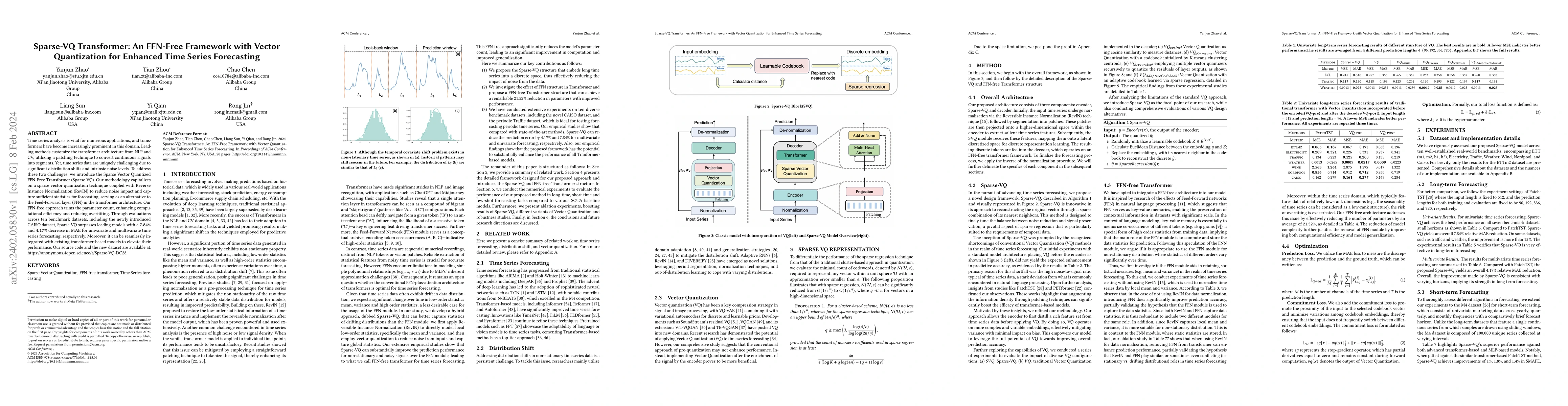 Thumbnail for Sparse-VQ Transformer: An FFN-Free Framework with Vector Quantization
  for Enhanced Time Series Forecasting