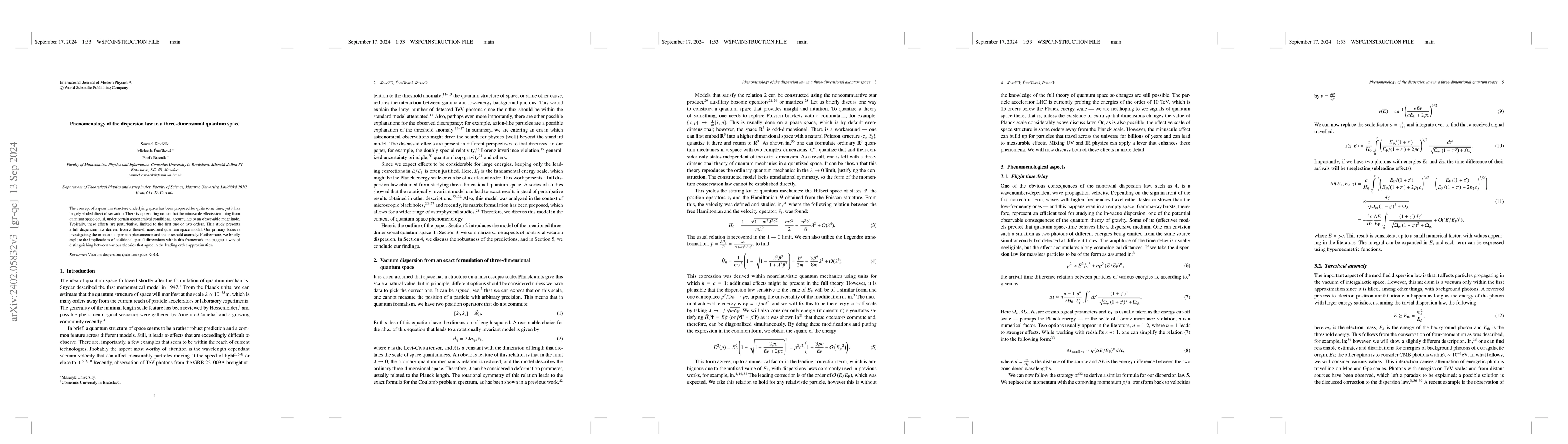 Thumbnail for Phenomenology of the dispersion law in three-dimensional quantum space