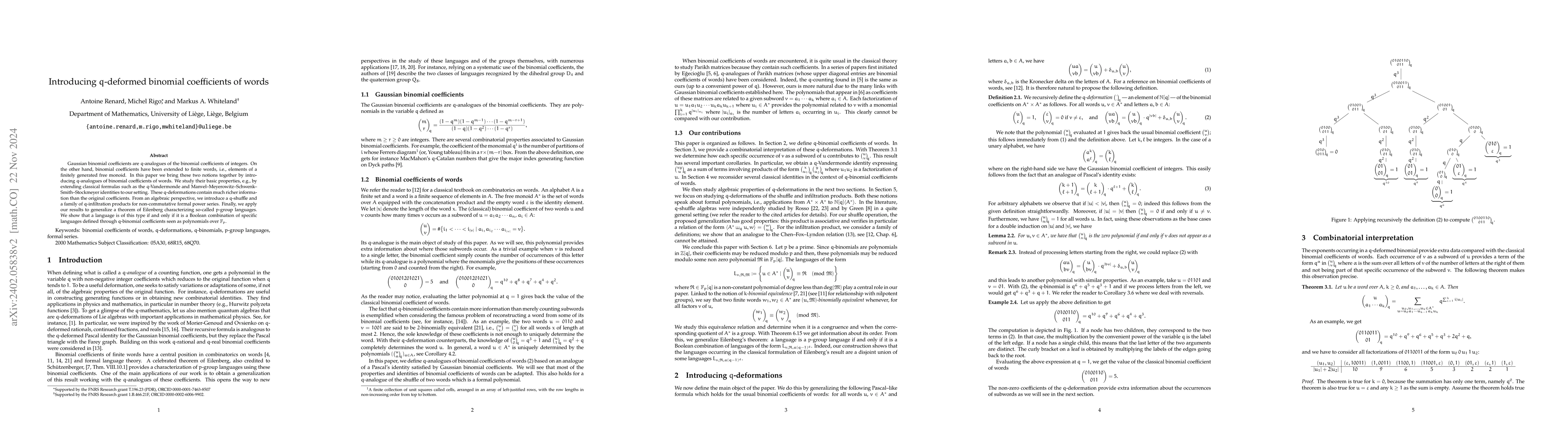 Thumbnail for Introducing q-deformed binomial coefficients of words