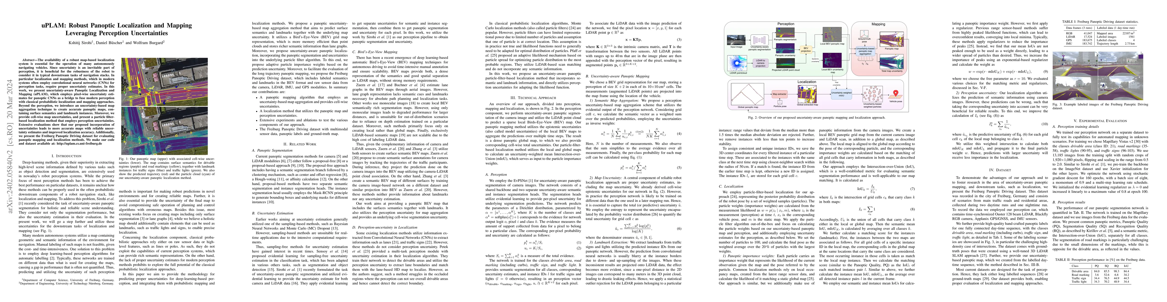Thumbnail for uPLAM: Robust Panoptic Localization and Mapping Leveraging Perception
  Uncertainties