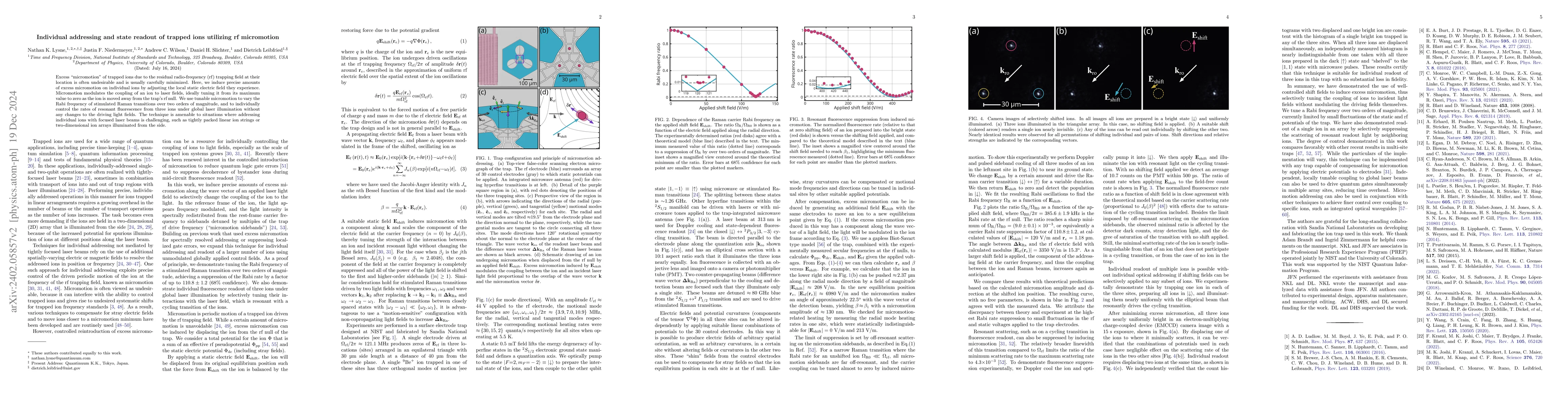 Thumbnail for Individual addressing and state readout of trapped ions utilizing rf
  micromotion