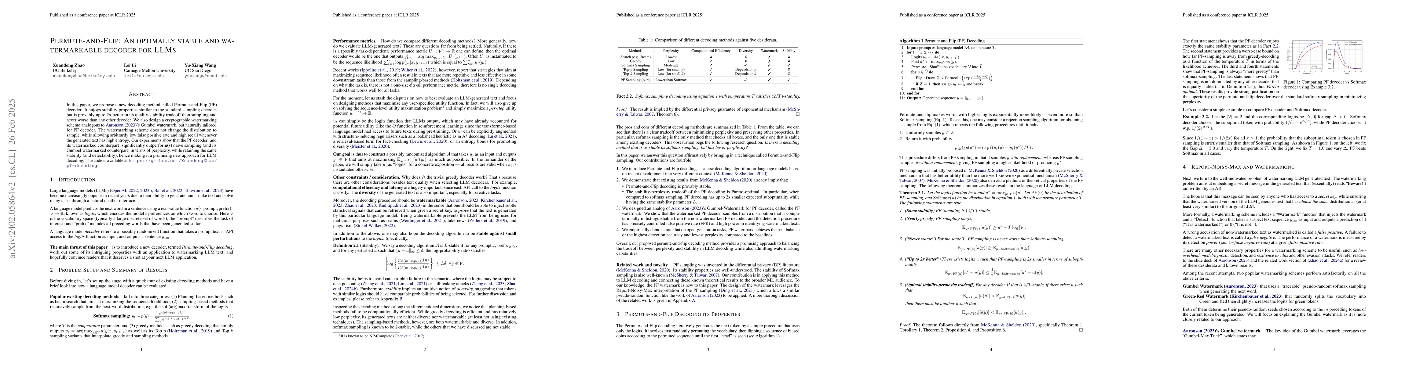 Thumbnail for Permute-and-Flip: An optimally robust and watermarkable decoder for LLMs
