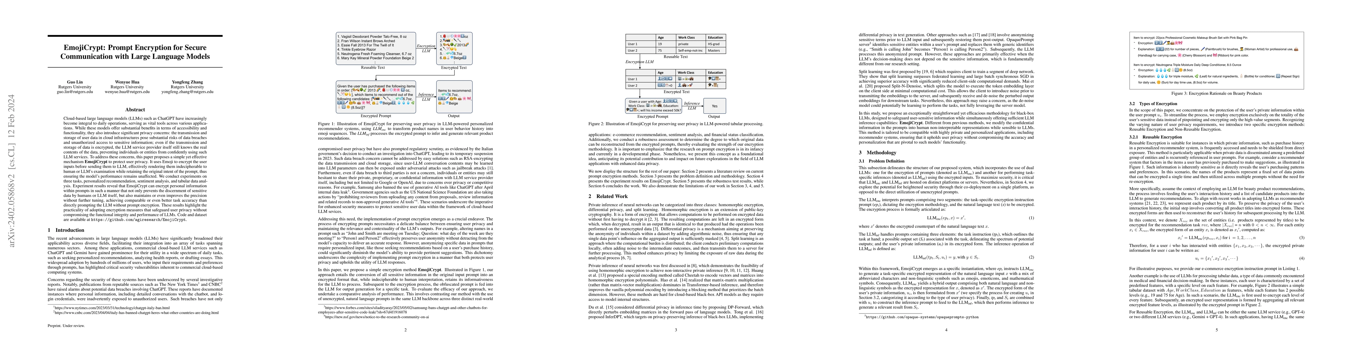 Thumbnail for EmojiCrypt: Prompt Encryption for Secure Communication with Large
  Language Models