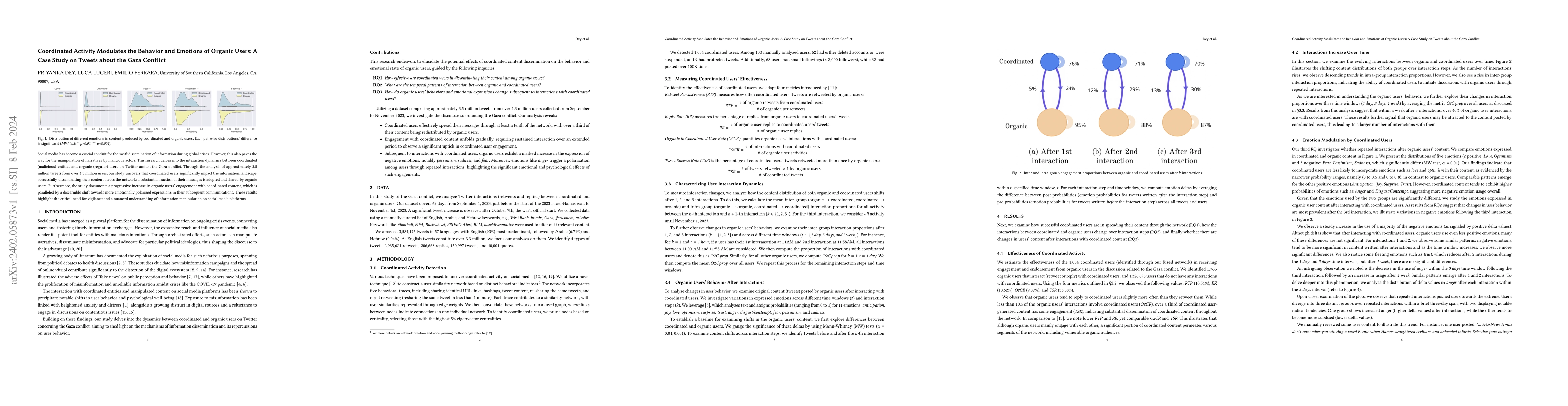 Thumbnail for Coordinated Activity Modulates the Behavior and Emotions of Organic
  Users: A Case Study on Tweets about the Gaza Conflict