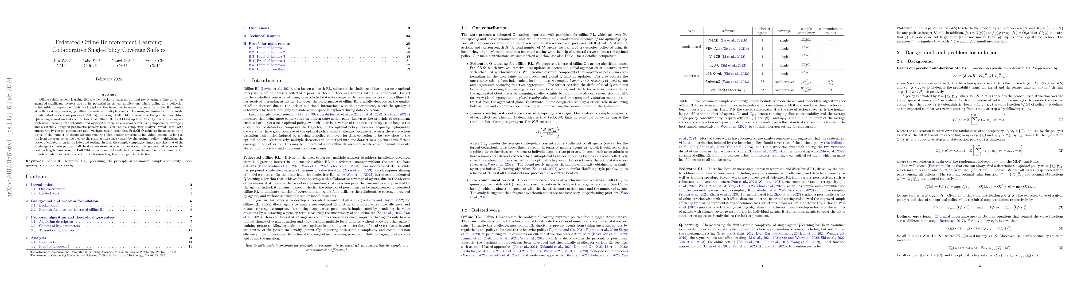 Thumbnail for Federated Offline Reinforcement Learning: Collaborative Single-Policy
  Coverage Suffices