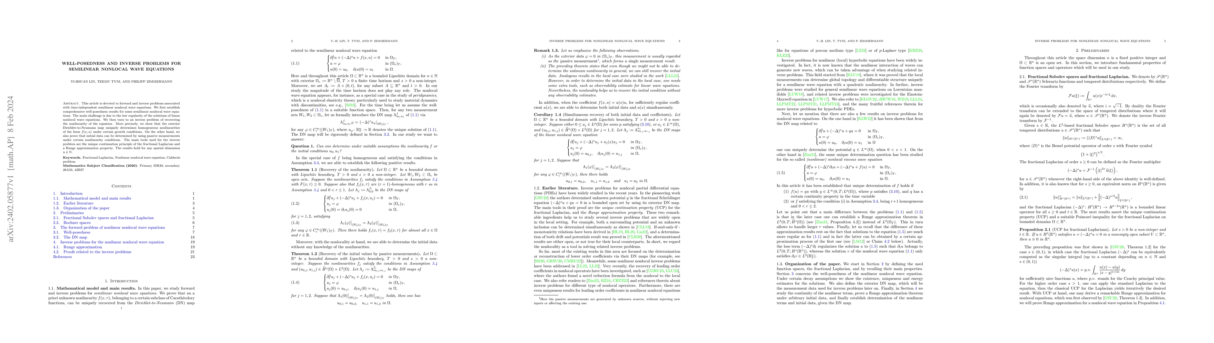 Thumbnail for Well-posedness and inverse problems for semilinear nonlocal wave
  equations