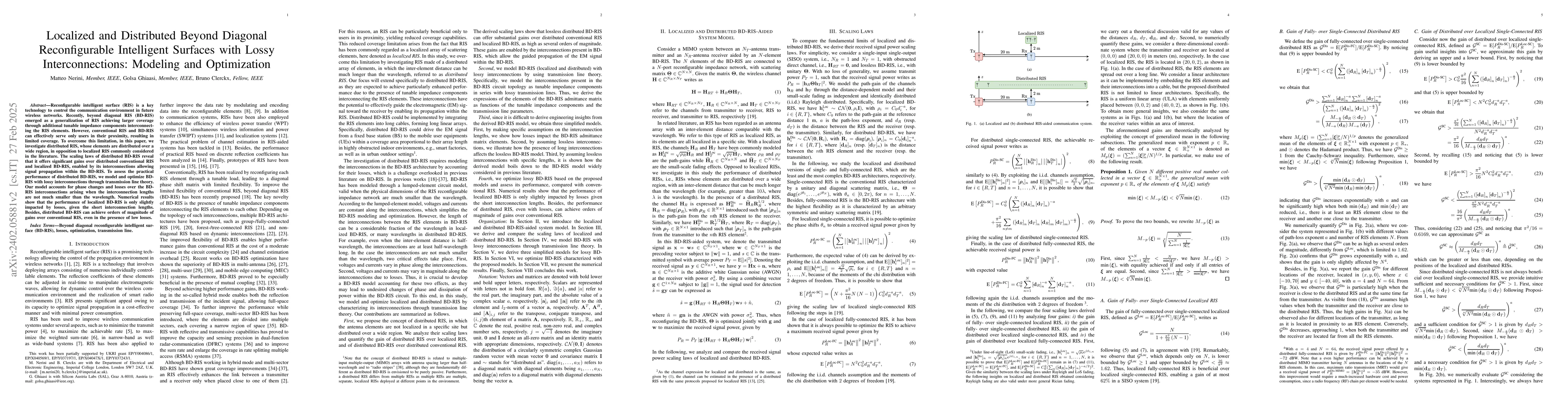Thumbnail for Localized and Distributed Beyond Diagonal Reconfigurable Intelligent
  Surfaces with Lossy Interconnections: Modeling and Optimization